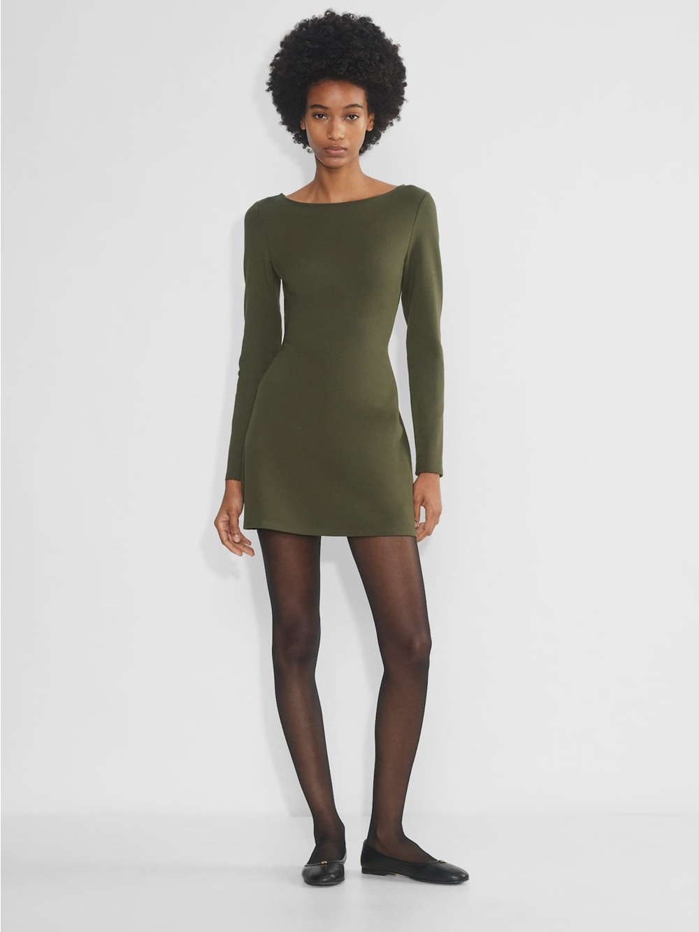 Aritzia Wilfred Olive Green Long-Sleeve Mini Dress